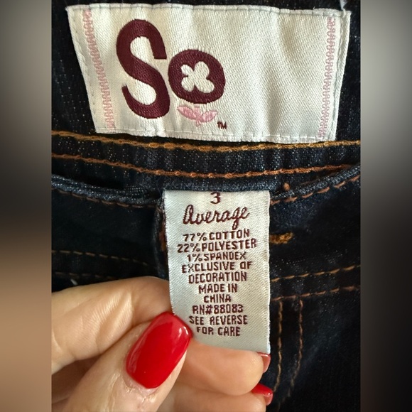 SO Y2K Dark Blue Flare Women's Jeans, size 3 - Picture 3 of 4